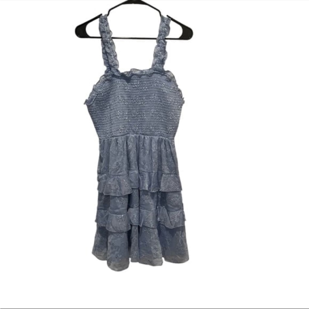 Rare Editions Blue Ruffled Tiered Sundress Size 16